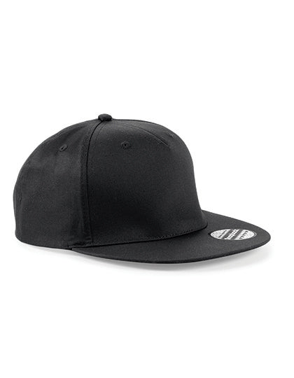 Beechfield 5 Panel Snapback Rapper Cap - Black