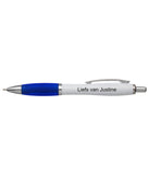 Focus balpen | Witte houder | Gekleurde grip · Sublimatie · Blauw (Nash)