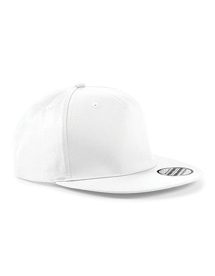 Beechfield 5 Panel Snapback Rapper Cap - White