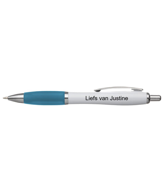 Focus balpen | Witte houder | Gekleurde grip · Sublimatie · Lichtblauw (Nash)